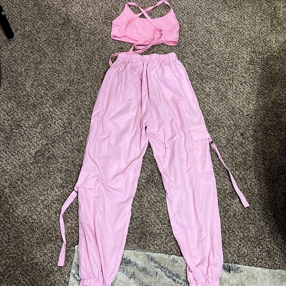 Pink Two-Piece Jogger & Croptop Set - Picture 8 of 9